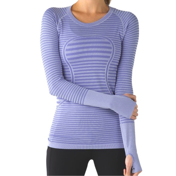 lululemon athletica Tops - Lululemon Swiftly Tech Long Sleeve Crew size 4 in Heathered Lullaby Blue